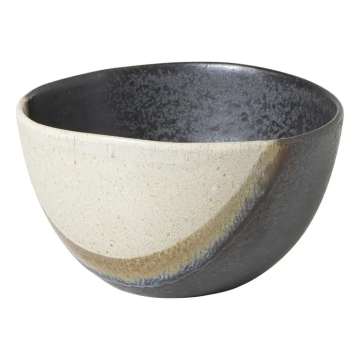 Xenos Schaaltje cortado groot - beige/zwart - ø15x6 cm- Schalen