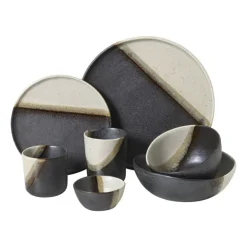 Xenos Schaaltje cortado klein - beige/zwart - ø9x4.2 cm- Schalen|Kerstservies