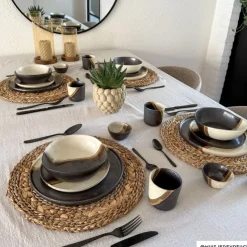 Xenos Schaaltje cortado klein - beige/zwart - ø9x4.2 cm- Schalen|Kerstservies