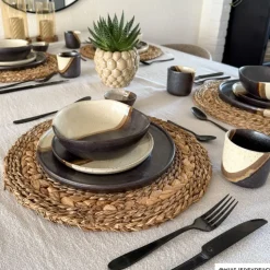 Xenos Schaaltje cortado klein - beige/zwart - ø9x4.2 cm- Schalen|Kerstservies