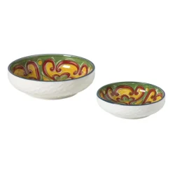 Xenos Schaaltje Diaz middel - geel/groen - ø12.2x2.5 cm- Tapasservies|Schalen