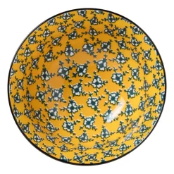 Xenos Schaaltje Leyla - geel/zwart - ø15.8x7.3 cm- Tapasservies|Schalen