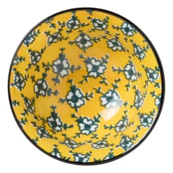 Xenos Schaaltje Leyla - geel/zwart - ø9.2x4.8 cm- Tapasservies|Schalen