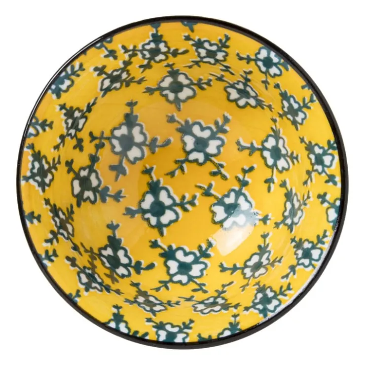 Xenos Schaaltje Leyla - geel/zwart - ø9.2x4.8 cm- Tapasservies|Schalen