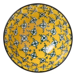 Xenos Schaaltje Leyla - geel/zwart - ø12.3x5.8 cm- Tapasservies|Schalen