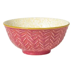Xenos Schaaltje Lilly groot - geel/roze - ø15.8x7.3 cm- Tapasservies|Schalen