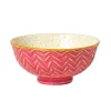 Xenos Schaaltje Lilly middel - geel/roze - ø12.3x5.8 cm- Tapasservies|Schalen