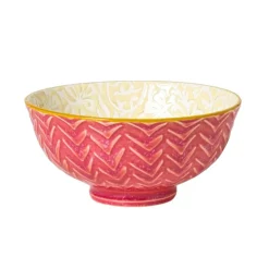 Xenos Schaaltje Lilly middel - geel/roze - ø12.3x5.8 cm- Tapasservies|Schalen