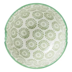 Xenos Schaaltje met eetstokjes - groen/wit - ø14.7x9 cm- Sushi Servies|Schalen