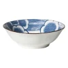 Xenos Schaaltje Mico bloemen groot - blauw/wit - ø10.8x3.7 cm- Sushi Servies|Schalen