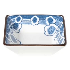 Xenos Schaaltje Mico bloemen klein - blauw/wit - 3x9.2x9.2 cm- Sushi Servies|Schalen