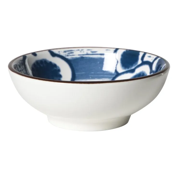Xenos Schaaltje Mico bloemen klein - blauw/wit - ø8x3 cm- Sushi Servies|Schalen