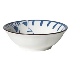 Xenos Schaaltje Mico kat groot - blauw/wit - ø10.8x3.7 cm- Sushi Servies|Schalen