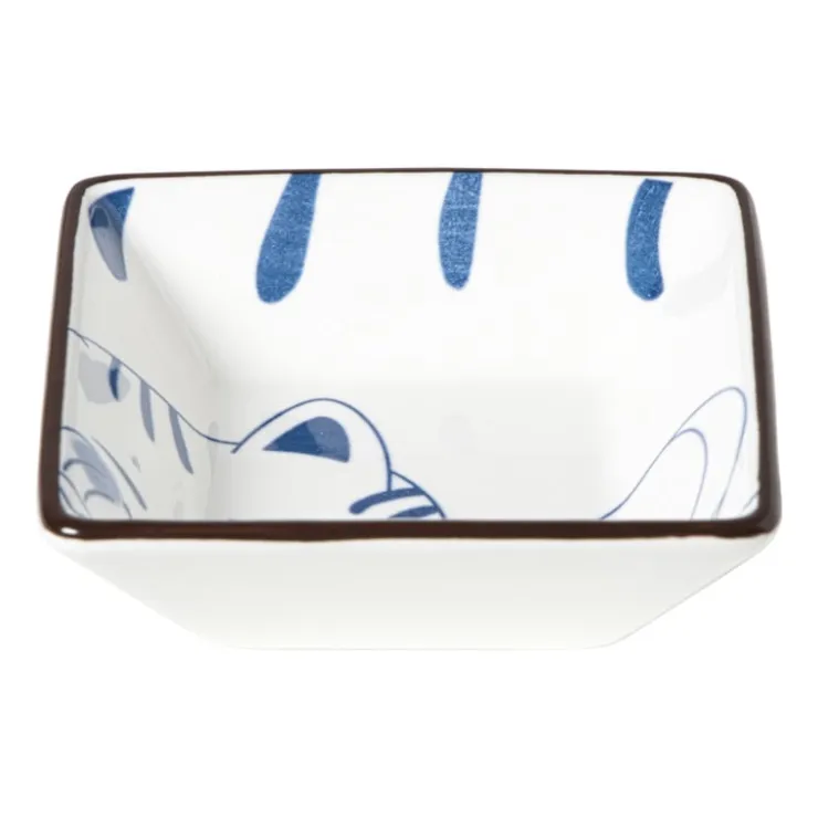 Xenos Schaaltje Mico kat klein - blauw/wit - 3x9.2x9.2 cm- Sushi Servies|Schalen