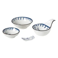 Xenos Schaaltje Mico kat klein - blauw/wit - ø8x3 cm- Sushi Servies|Schalen