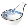 Xenos Schaaltje Mico met handvat bloemen - blauw/wit - 3x8x12.5 cm- Sushi Servies|Schalen