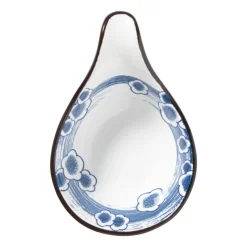 Xenos Schaaltje Mico met handvat bloemen - blauw/wit - 3x8x12.5 cm- Sushi Servies|Schalen