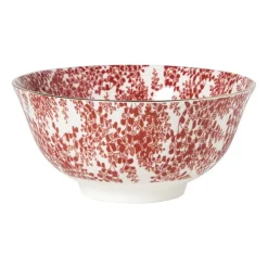 Xenos Schaaltje Mirna blaadjes groot - rood/wit - ø15.5x7 cm- Schalen