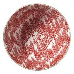 Xenos Schaaltje Mirna blaadjes groot - rood/wit - ø15.5x7 cm- Schalen