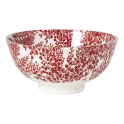 Xenos Schaaltje Mirna blaadjes klein - rood/wit - ø12x5.8 cm- Schalen