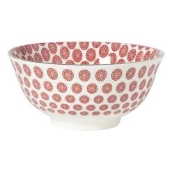 Xenos Schaaltje Mirna bloem groot - rood/wit - ø15.5x7 cm- Schalen