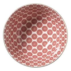 Xenos Schaaltje Mirna bloem groot - rood/wit - ø15.5x7 cm- Schalen