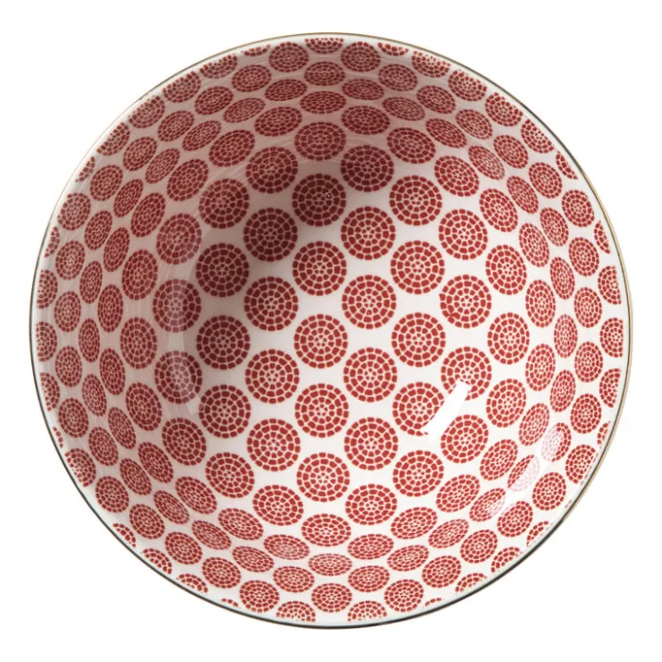 Xenos Schaaltje Mirna bloem groot - rood/wit - ø15.5x7 cm- Schalen