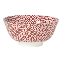 Xenos Schaaltje Mirna ruit groot - rood/wit - ø15.5x7 cm- Schalen
