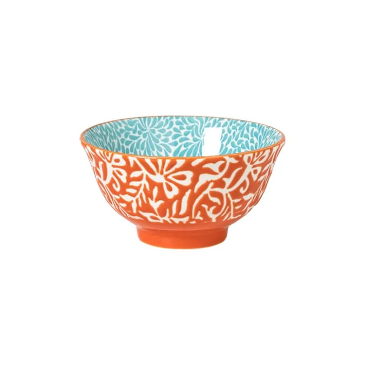 Xenos Schaaltje Moana klein - blauw/oranje - ø9.2x4.8 cm- Tapasservies|Schalen