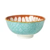 Xenos Schaaltje Nane middel - oranje/blauw - ø12.3x5.8 cm- Tapasservies|Schalen