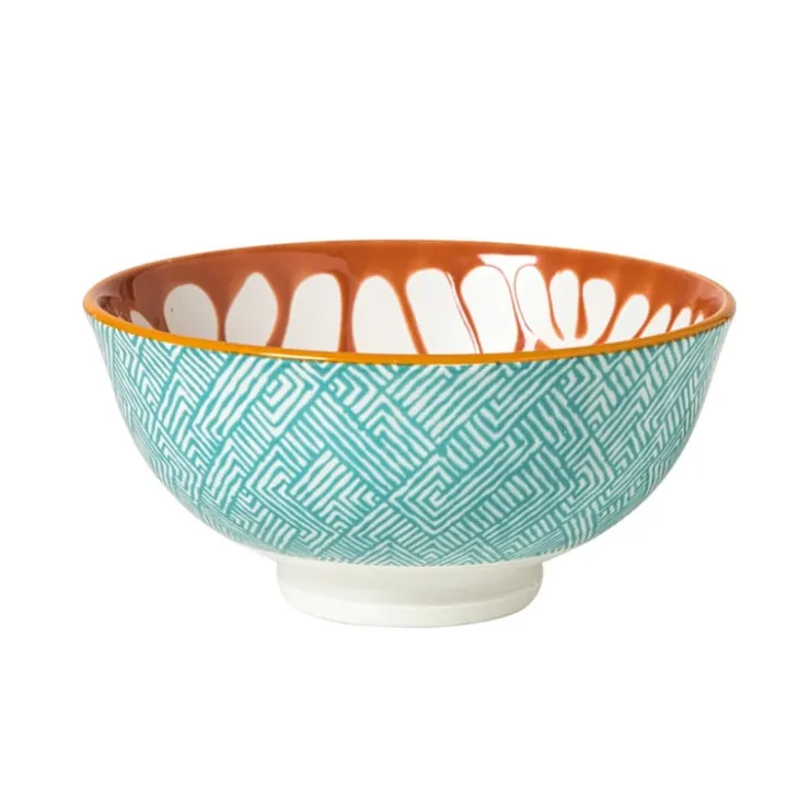 Xenos Schaaltje Nane middel - oranje/blauw - ø12.3x5.8 cm- Tapasservies|Schalen