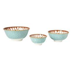 Xenos Schaaltje Nane middel - oranje/blauw - ø12.3x5.8 cm- Tapasservies|Schalen