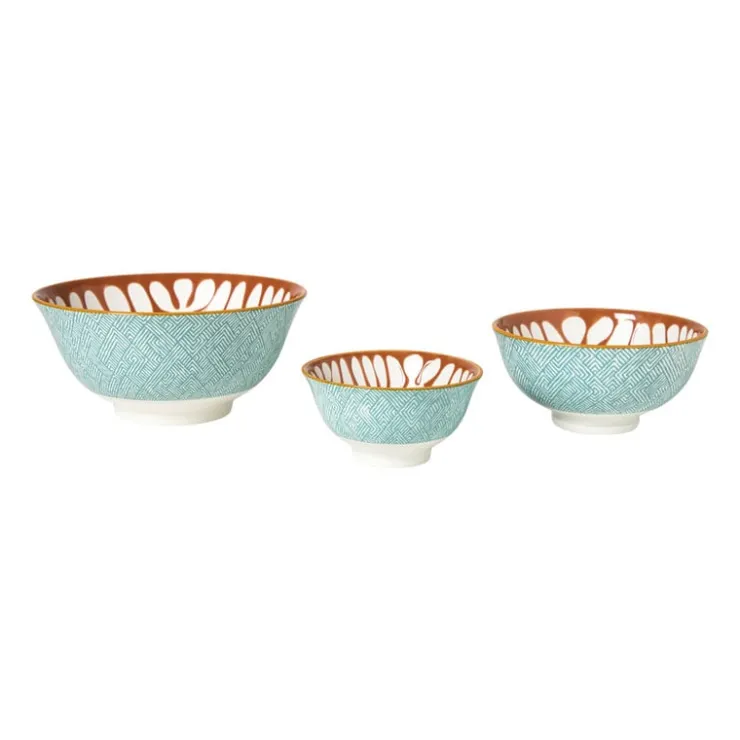 Xenos Schaaltje Nane middel - oranje/blauw - ø12.3x5.8 cm- Tapasservies|Schalen
