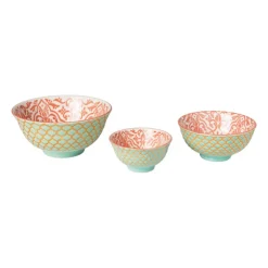 Xenos Schaaltje Nora - groen/roze - ø9.2x4.8 cm- Tapasservies|Schalen