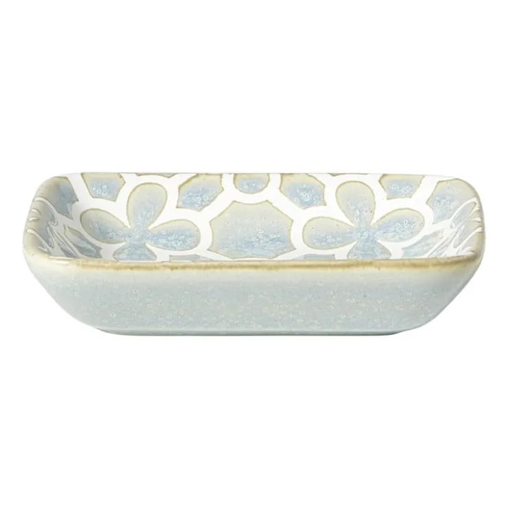 Xenos Schaaltje Nori rechthoekig - lichtblauw/wit - 2x10x7.5 cm- Sushi Servies|Tapasservies