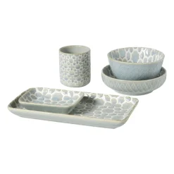 Xenos Schaaltje Nori rechthoekig - lichtblauw/wit - 2x10x7.5 cm- Sushi Servies|Tapasservies