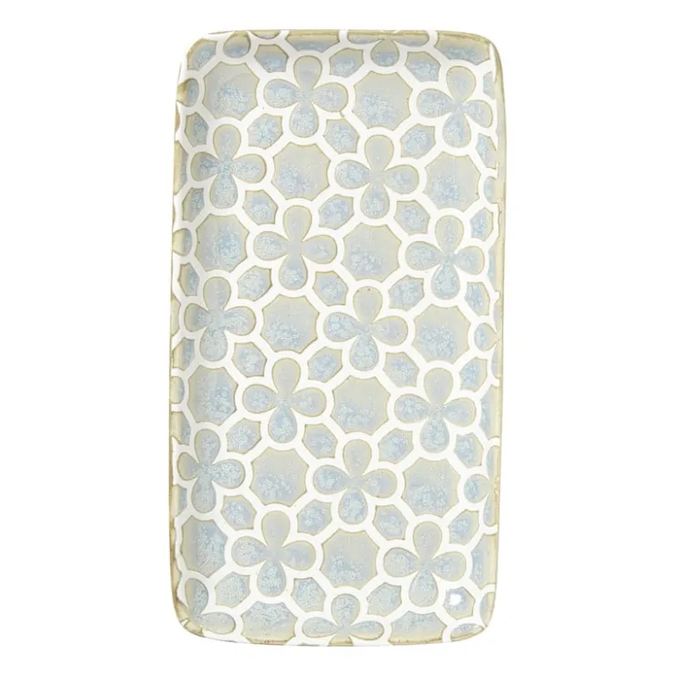 Xenos Schaaltje Nori rechthoekig - lichtblauw/wit - 2x20.5x11 cm- Sushi Servies|Tapasservies