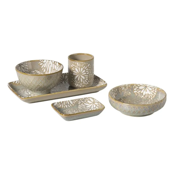 Xenos Schaaltje Nori rond - blauw/geel - ø10.5x5.8 cm- Sushi Servies|Tapasservies