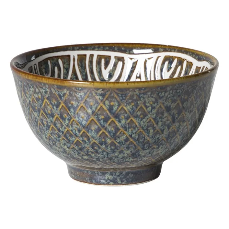Xenos Schaaltje Nori rond - blauw/bruin - ø10.5x5.8 cm- Sushi Servies|Tapasservies