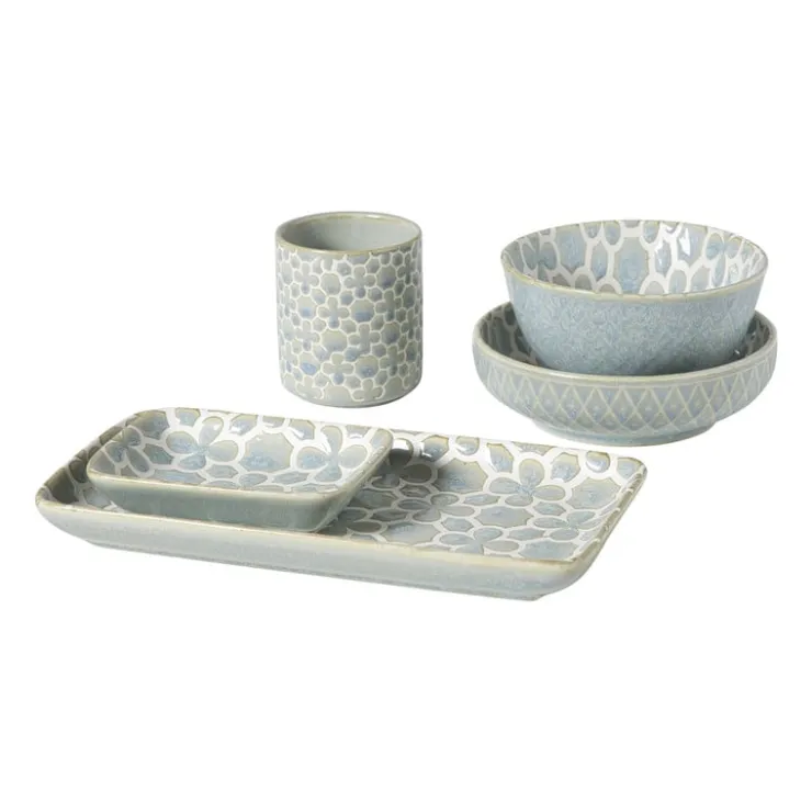 Xenos Schaaltje Nori rond - lichtblauw/wit - ø10.5x5.8 cm- Sushi Servies|Tapasservies