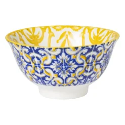 Xenos Schaaltje Nour - blauw/geel - ø9.2x4.8 cm- Tapasservies|Schalen
