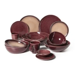 Xenos Schaaltje Olivia - bordeauxrood/beige - ø16.8x7 cm- Schalen