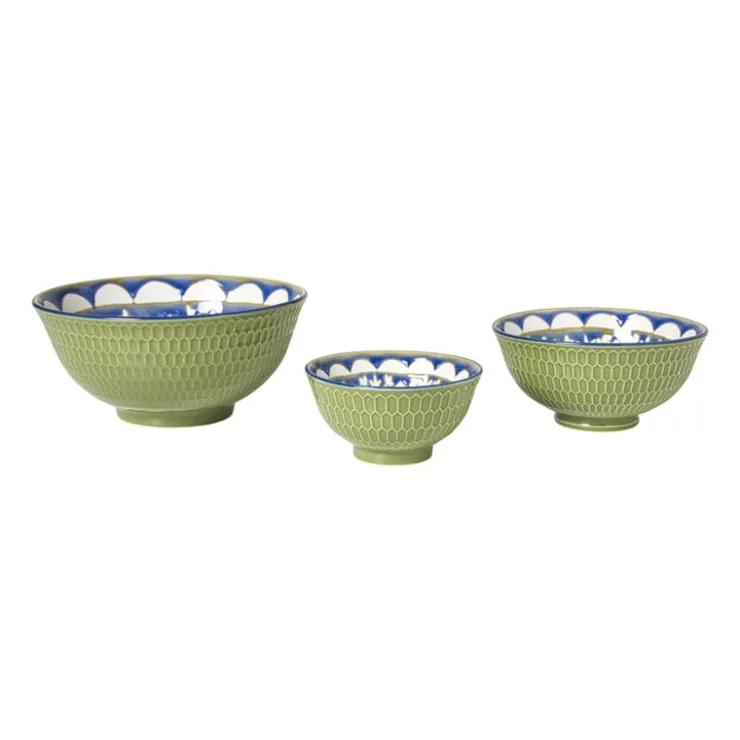 Xenos Schaaltje Rene klein - groen/blauw - ø9.2x4.8 cm- Tapasservies|Schalen