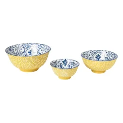 Xenos Schaaltje Sen - blauw/geel - ø15.8x7.3 cm- Tapasservies|Schalen