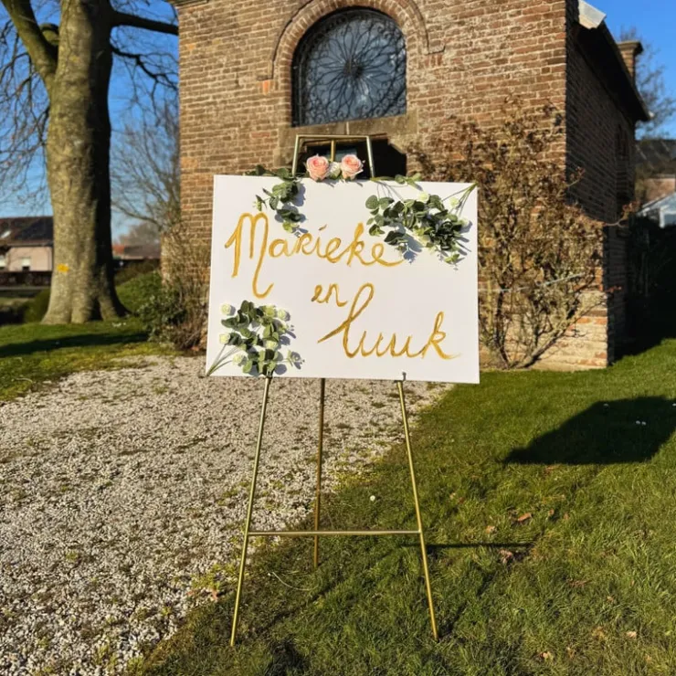 Xenos Schildersezel voor welkomstbord - goud - 146.7 cm- Schildersezels|Bruiloft