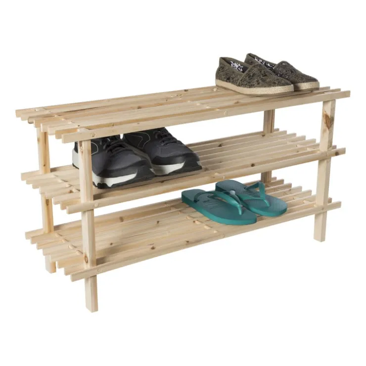 Xenos Schoenenrek 3-laags - hout - 40x77x26 cm- Schoenenrek