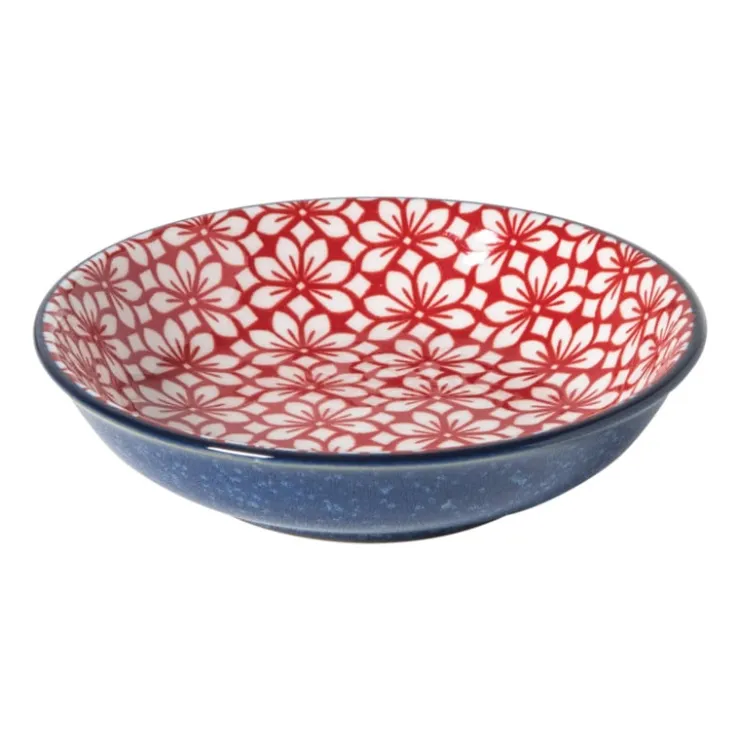 Xenos Schoteltje Amily - donkerblauw/rood - ø9.7x2 cm- Tapasservies|Schalen