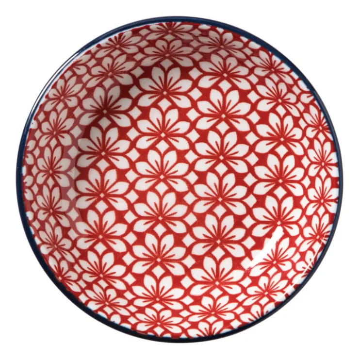 Xenos Schoteltje Amily - donkerblauw/rood - ø9.7x2 cm- Tapasservies|Schalen