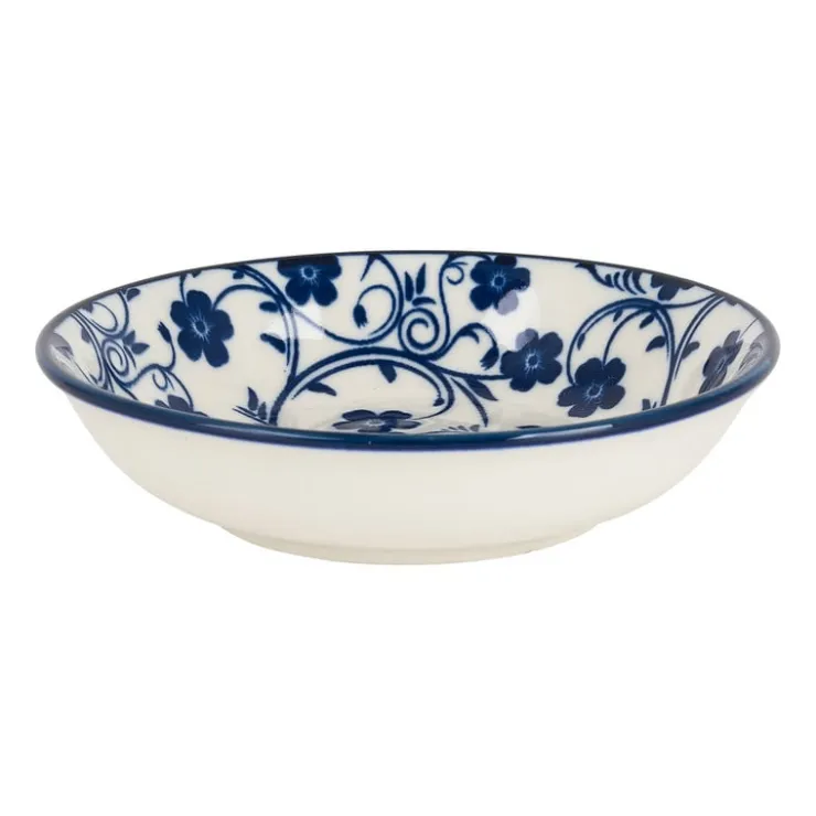Xenos Schoteltje blue print - flowers - ⌀9.5 cm- Sushi Servies|Schalen