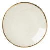 Xenos Schoteltje met gouden rand - beige - ø9 cm- Thee Accessoires